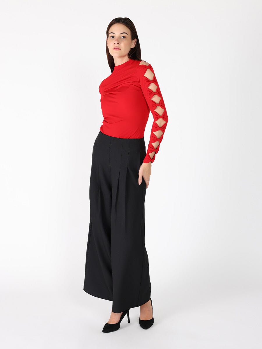 Ruffle long sleeve high neck top