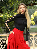 Ruffle long sleeve high neck top
