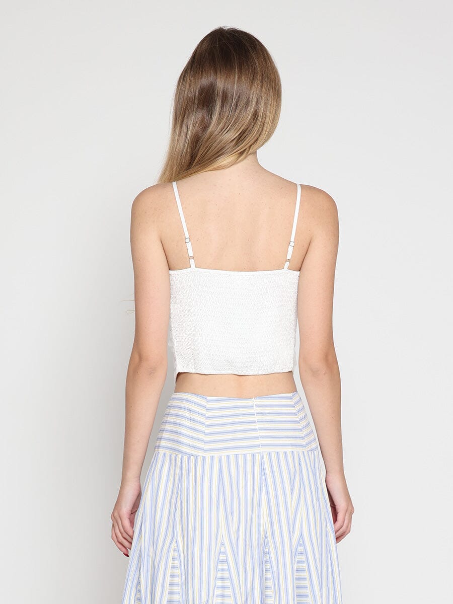 Ruffled Detail Mesh Fabric Top with Straps