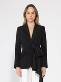 Side ruffle bow front open coat-0