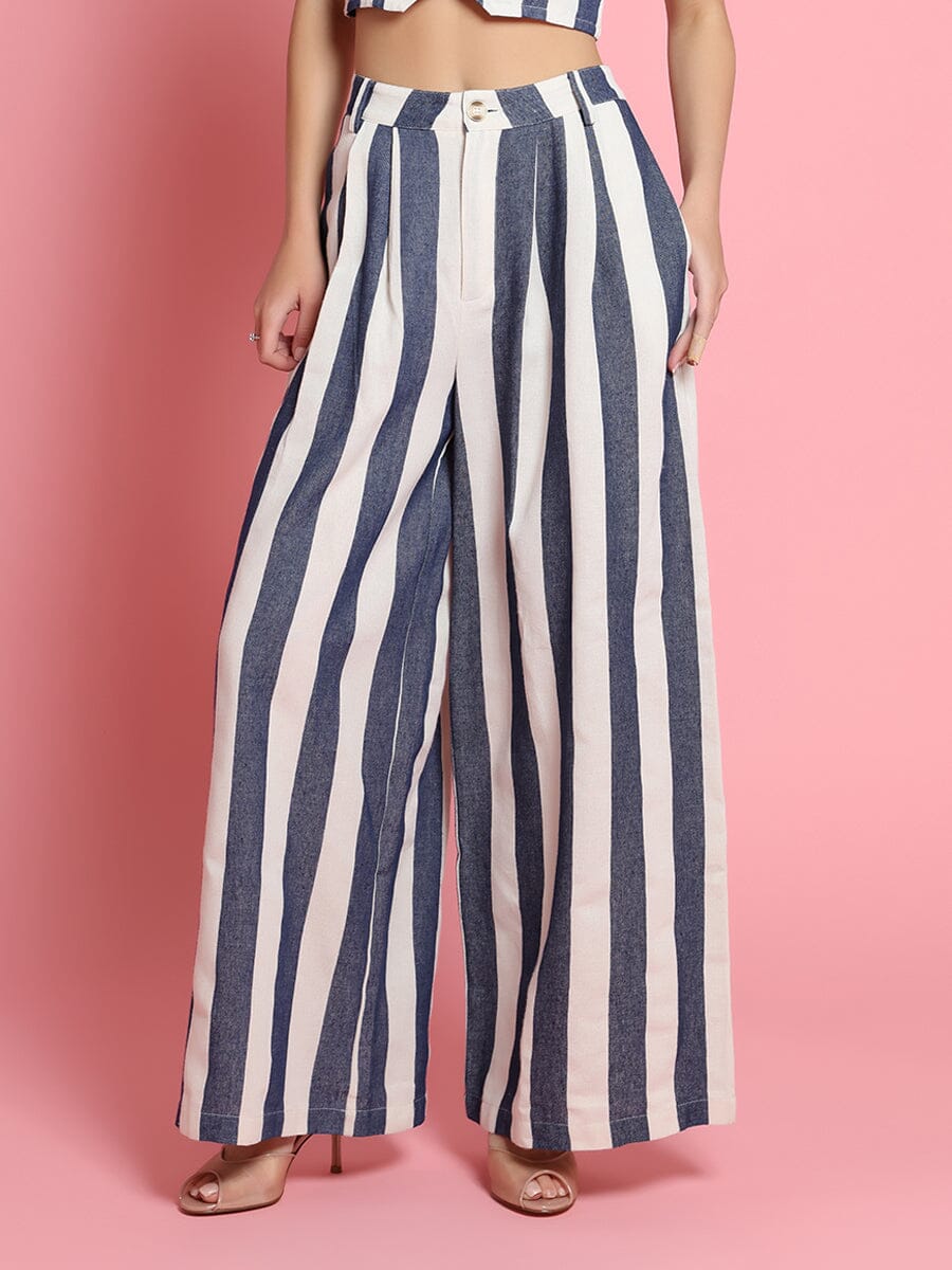 Stripped wide leg pant