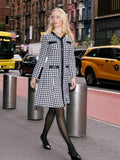 Tweed Front Button Open Long Sleeve Dress-0