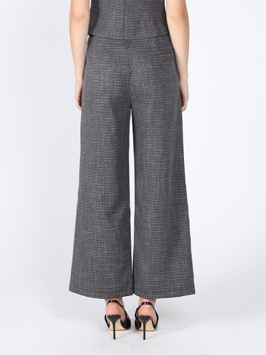 Woven fabric one button wide leg casual pant